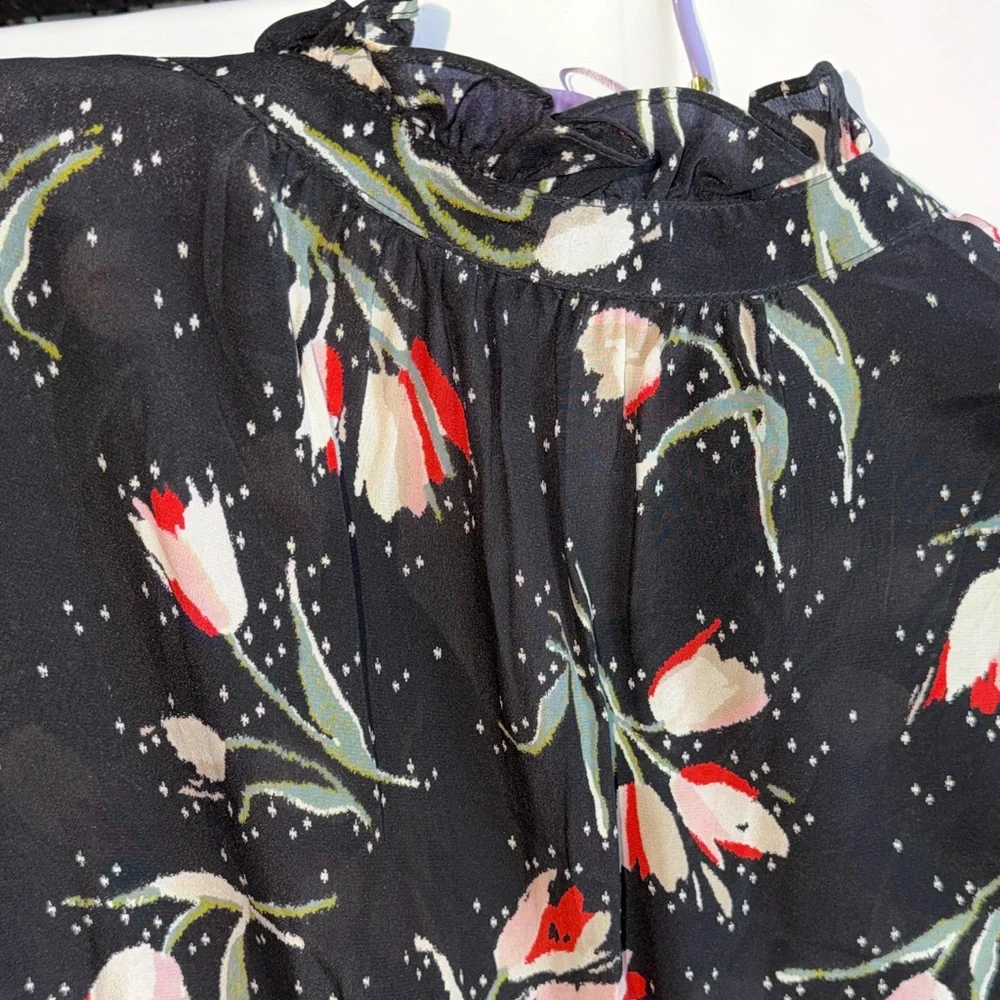 Rebecca Taylor Black Dress with Floral Accents - Picture 7 of 9